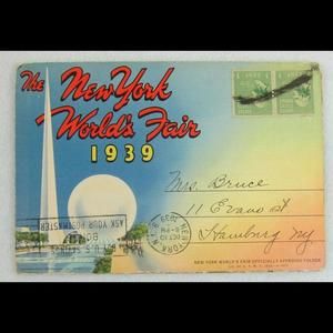 Vintage 1939 New York Worlds Fair 18 Postcards Foldout Folder Booklet Curt Teich